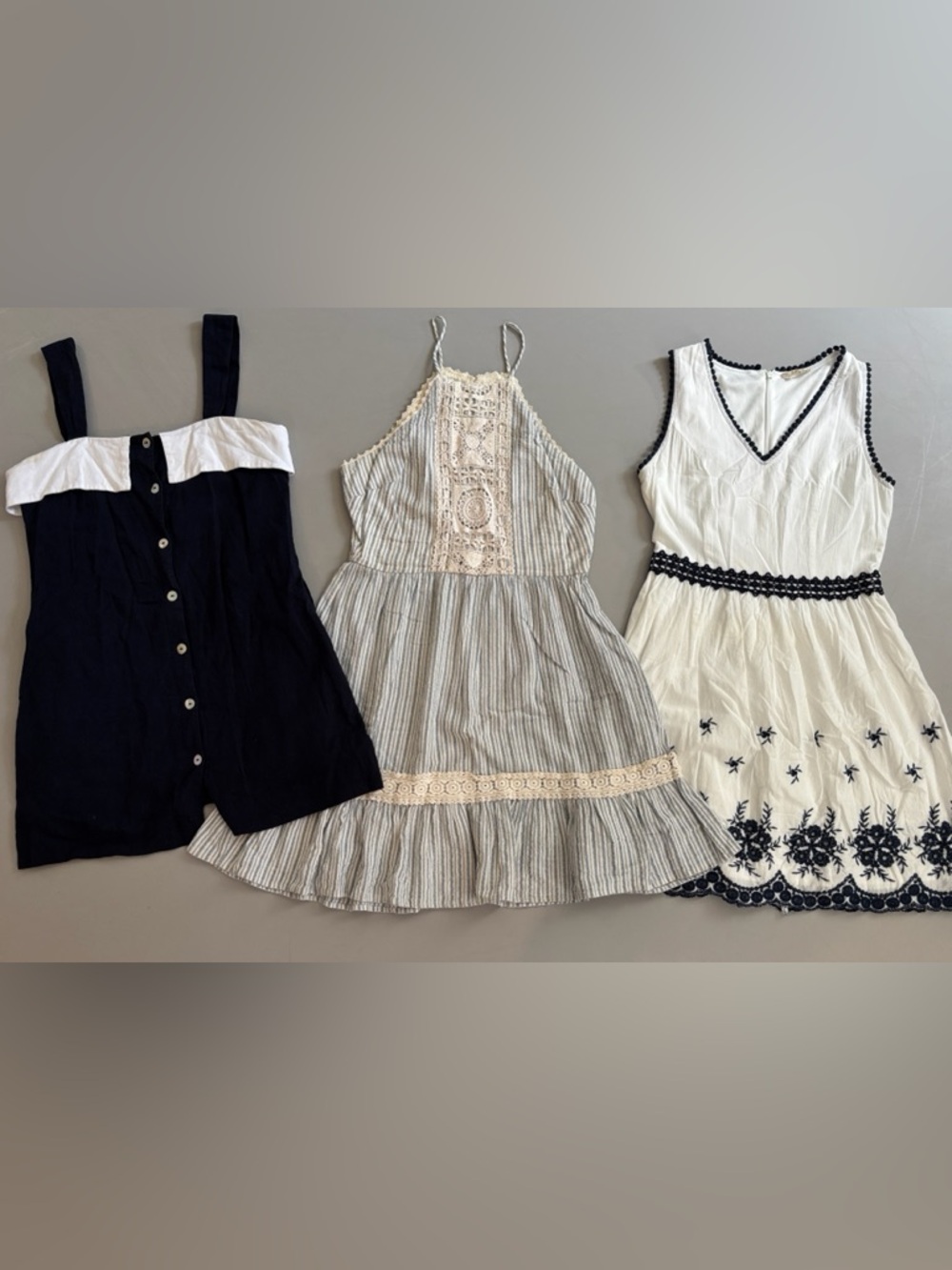 Bundle of 3 great summer dresses-1 price! Blue & white/cream.Alter’d State/Mable